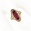 Image 3 : Antique Victorian 10k Yellow Gold Elongated Oval Buff Top Red Stone Open Ring