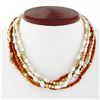 Image 1 : Vintage 14k Gold 16" Multi Strand Freshwater Pearl Coral Bead Torsade Necklace
