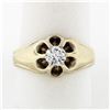 Image 1 : Antique Victorian 14k Yellow Gold Men's 0.57 ctw Old European Diamond Belcher Ri