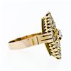 Image 5 : Antique Victorian 14k Rosy Yellow Gold Rose Cut Diamond Marquise Navette Ring