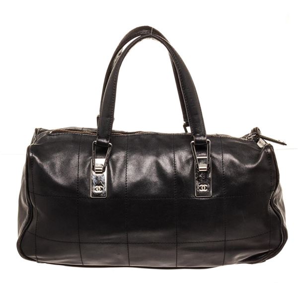 Chanel Chocolate Bar Boston Boston Bag Black Lambskin