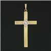 Image 2 : Antique Art Nouveau 14k TT Gold 0.16 ctw Diamond Grooved Textured Cross Pendant