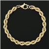 Image 3 : Fine Solid 18k Yellow Gold 8" 6.4mm Thick Puffed Rope Link Unisex Chain Bracelet
