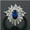 Image 2 : Vintage Platinum 2.69 ctw GIA NO HEAT Sapphire & Diamond Ballerina Cocktail Ring