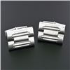 Image 7 : Men's Designer L&M 14k White Gold Fancy Oyster Bracelet Link Swivel Cufflinks