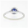 Image 6 : Petite 14K White Gold 1.01 ctw Round Sapphire Solitaire Diamond Halo Promise Rin