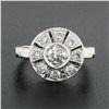 Image 2 : Antique Art Deco 14k Gold Old European Diamond Round Open Milgrain Platter Ring