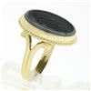 Image 7 : Vintage 14K Gold Round Bezel Carved Hematite Intaglio Knight Twisted Wire Ring
