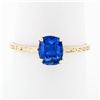 Image 1 : Antique 14k Gold GIA 1.95 ctw NO HEAT Cushion Blue Ceylon Sapphire Solitaire Rin