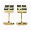 Image 3 : Men's Vintage 18K Gold 5.0 ctw Grid Square Step Cut Green Tourmaline Cuff Links