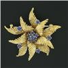 Image 2 : Vintage 18k Yellow Gold 0.50 ctw Sapphire Textured Grooved Swirl Flower Brooch P