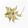 Image 4 : Vintage 18k Yellow Gold 0.50 ctw Sapphire Textured Grooved Swirl Flower Brooch P