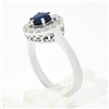 Image 8 : 18k White Gold 1.55 ctw Round Blue Sapphire Solitaire & Diamond Halo Cluster Rin