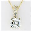 Image 2 : QUALITY 14K Yellow Gold Large Asscher Cut & 5 Round Hand Set CZ Pendant Necklace