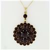 Image 1 : Antique Victorian 10k Gold Rose Cut Red Garnet Milgrain Flower Pendant Necklace