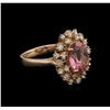 Image 1 : 3.06 ctw Pink Tourmaline and Diamond Ring - 14KT Rose Gold