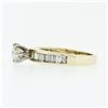 Image 6 : 14k Gold 1.41 ctw Round Diamond Solitaire Channel Baguette Promise Engagement Ri