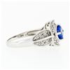 Image 5 : 18k White Gold Brilliant Tanzanite Solitaire w/ Diamond Halo Star Flower Ring