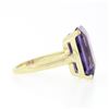 Image 5 : 14K Yellow Gold 9.50 ctw Large Amethyst Prong Emerald Cut Solitaire Cocktail Rin