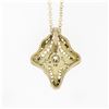 Image 4 : Antique Art Deco 14K Yellow Gold Diamond Open Filigree Milgrain Pendant Necklace