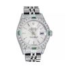 Image 1 : Rolex Ladies Quickset Stainless Steel Silver Index 18K White Gold Diamond & Emer