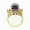 Image 8 : Large Vintage 18K Gold Amethyst & Diamond Twisted Wire Open Work Cocktail Ring