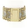 Image 3 : Vintage 14K Yellow Gold Round & Grooved Bead Pearl 6.75" Wide Strap Bracelet