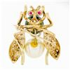 Image 3 : Vintage 14k Gold 1.44 ctw Diamond Ruby Eye w/ Golden Gray Pearl Bee Fly Brooch P