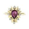 Image 4 : Vintage 14k Gold 1.37 ctw Pear Shape Ruby W/ Diamond & Folded Work Open Halo Rin