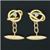 Image 2 : Antique Mens 18k Yellow Gold Bezel Round Turquoise Polished Love Knot Cuff Links