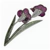 Image 5 : Vintage 18k Black Gold Large Tsavorite Garnet Ruby Diamond Calla Lily Brooch Pin