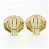 Image 4 : Vintage 14K Yellow Gold Mabe Pearl & Diamond Octagon Large Button Clip Earrings