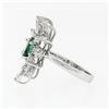 Image 6 : Vintage 18k White Gold 2.24 ctw Pear Emerald Marquise Diamond Spray Cocktail Rin