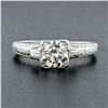 Image 2 : Antique Art Deco Platinum .80 ctw European Diamond Engraved Scroll Engagement Ri