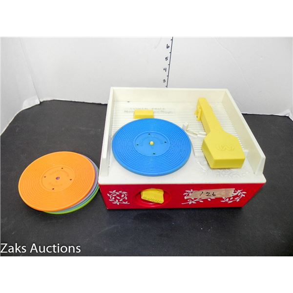 FISHER PRICE RECORD PLAYER WITH RECORDS