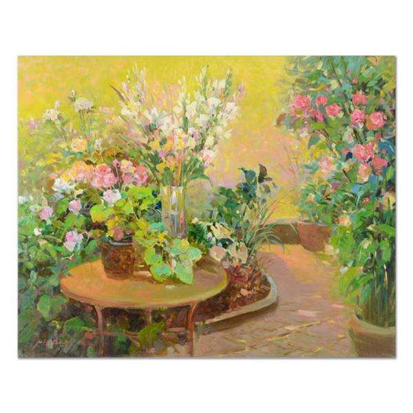 Ming Feng "Cobblestone Walkway" Original Oil on Canvas