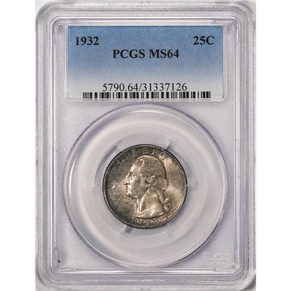 1932 Washington Quarter Coin PCGS MS64
