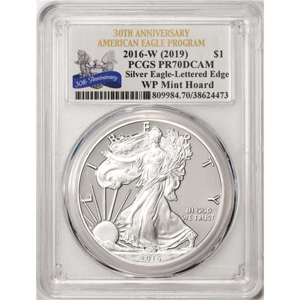 2016-W Lettered Edge $1 Proof American Silver Eagle Coin PCGS PR70DCAM WP Mint Hoard