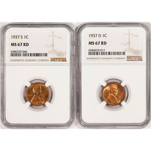 Lot of 1937-S & 1937-D Lincoln Wheat Cent Coins NGC MS67RD