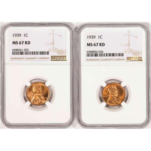 Lot of (2) 1939 Lincoln Wheat Cent Coins NGC MS67RD