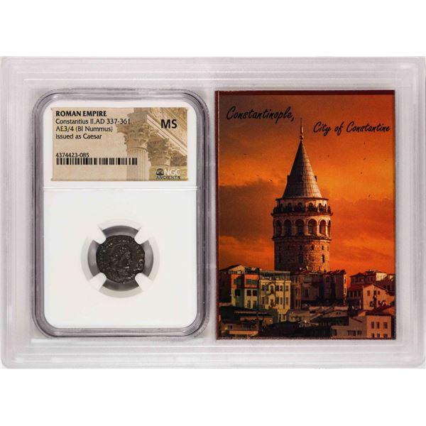 AD 337-361 Roman Empire Constantius II Bi Nummus Ancient Coin NGC MS Story Box