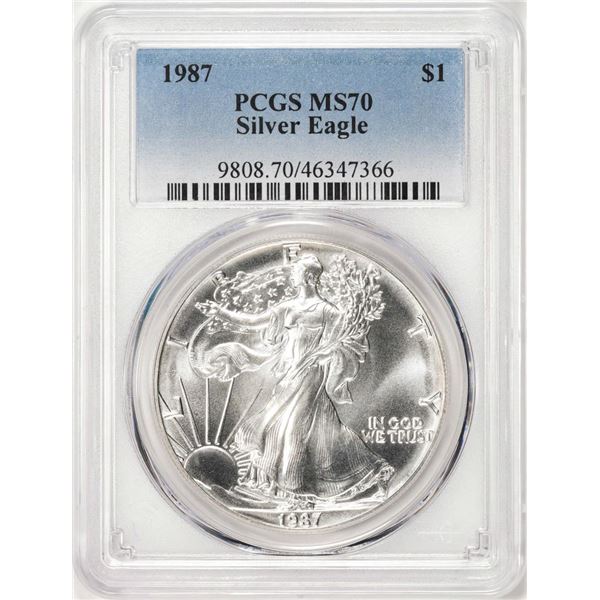 1987 $1 American Silver Eagle Coin PCGS MS70