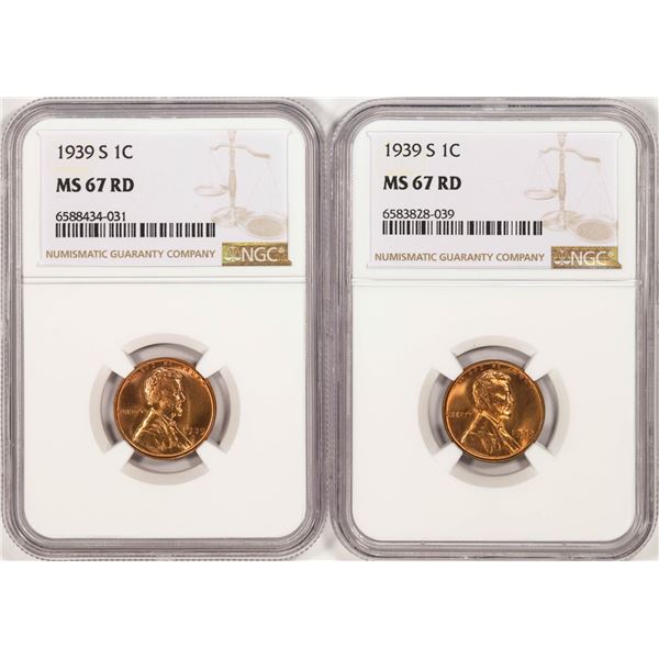 Lot of (2) 1939-S Lincoln Wheat Cent Coins NGC MS67RD