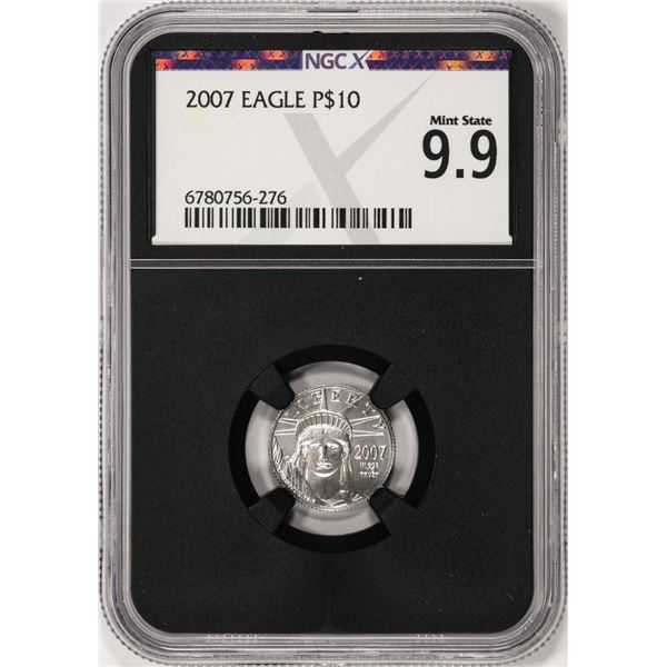 2007 $10 Platinum American Eagle Coin NGCX Mint State 9.9
