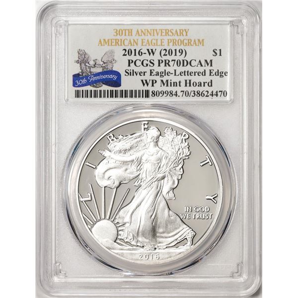 2016-W Lettered Edge $1 Proof American Silver Eagle Coin PCGS PR70DCAM WP Mint Hoard