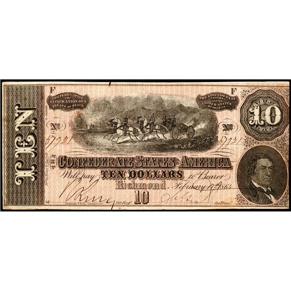 1864 $10 Confederate States of America Note