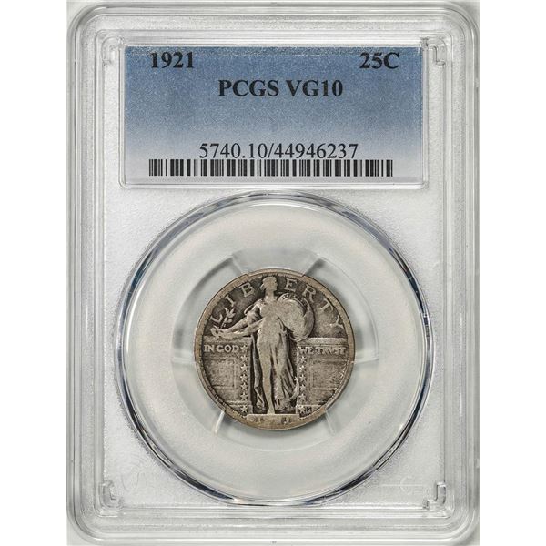 1921 Standing Liberty Quarter Coin PCGS VG10