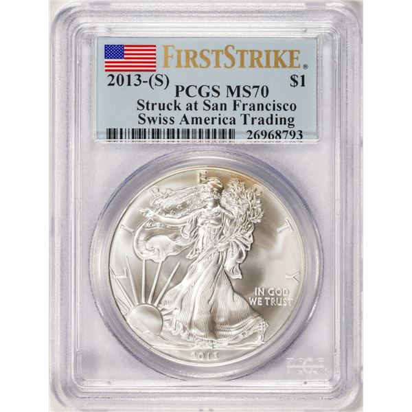 2013-(S) $1 American Silver Eagle Coin PCGS MS70 San Francisco Mint First Strike