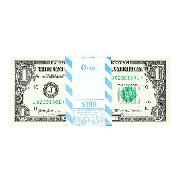 Pack of (100) Consecutive 2017 $1 Federal Reserve STAR Notes Kansas City