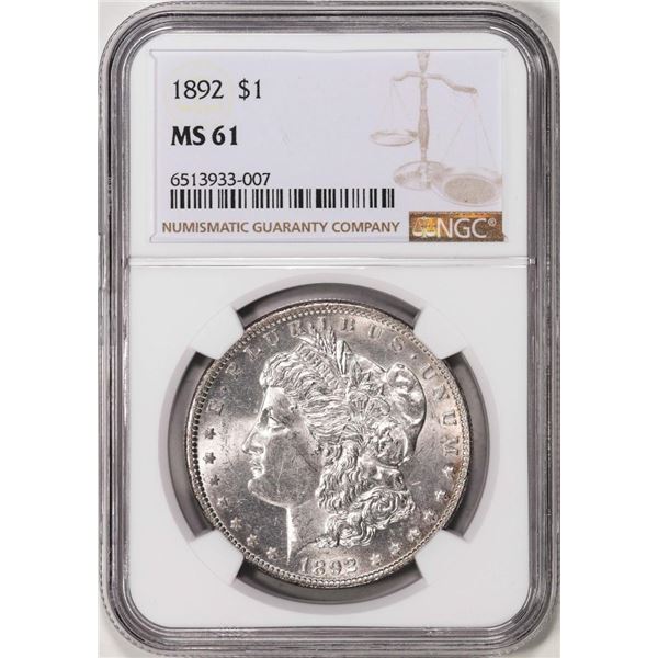 1892 $1 Morgan Silver Dollar Coin NGC MS61